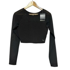 NWT Puma black sheer cropped top size M